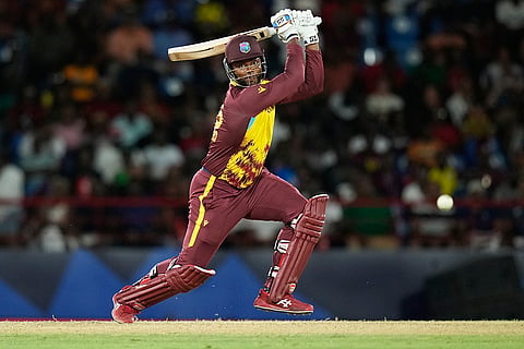 Romario Shepherd bats against England
